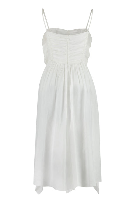Thin Strap Ruffle White Ramia Dress for Women