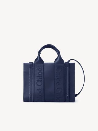 CHLOÉ Navy Blue Small Leather Tote Handbag for Women - Spring/Summer 2024