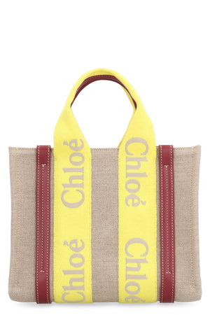 CHLOÉ Beige Canvas Tote Bag with Leather Details and Silver-Tone Accents