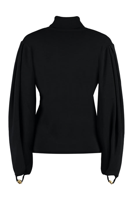 CHLOÉ Black Turtleneck Pullover with Open Sleeves and Embellished Details for Women