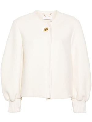 Áo khoác dài ấm áp bằng len trắng thời trang cho phụ nữ