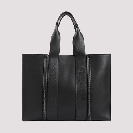 CHLOÉ Chic Black Logo-Print Tote Handbag for Women