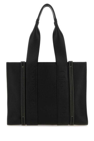 Black Leather Tote Handbag for Women