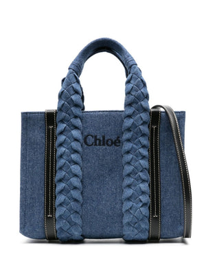 CHLOÉ Small Woody Denim Tote Handbag in Blue – Women’s Spring/Summer Collection