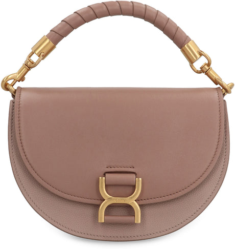 Delicate Pink Leather Bag with Removable Handle and Chain Shoulder Strap