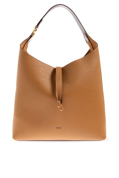 CHLOÉ Marcie Mini Shoulder Handbag in Raffia and Leather - Muted Pink
