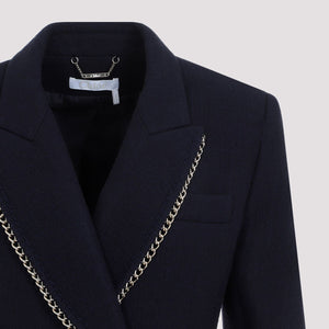 スタイリッシュなSS24コレクションのブルー100％バージンウールジャケット