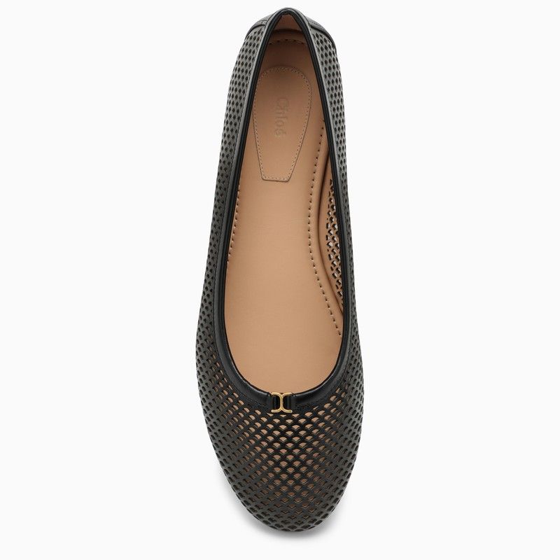CHLOÉ Black Perforated Leather Ballerina for Women