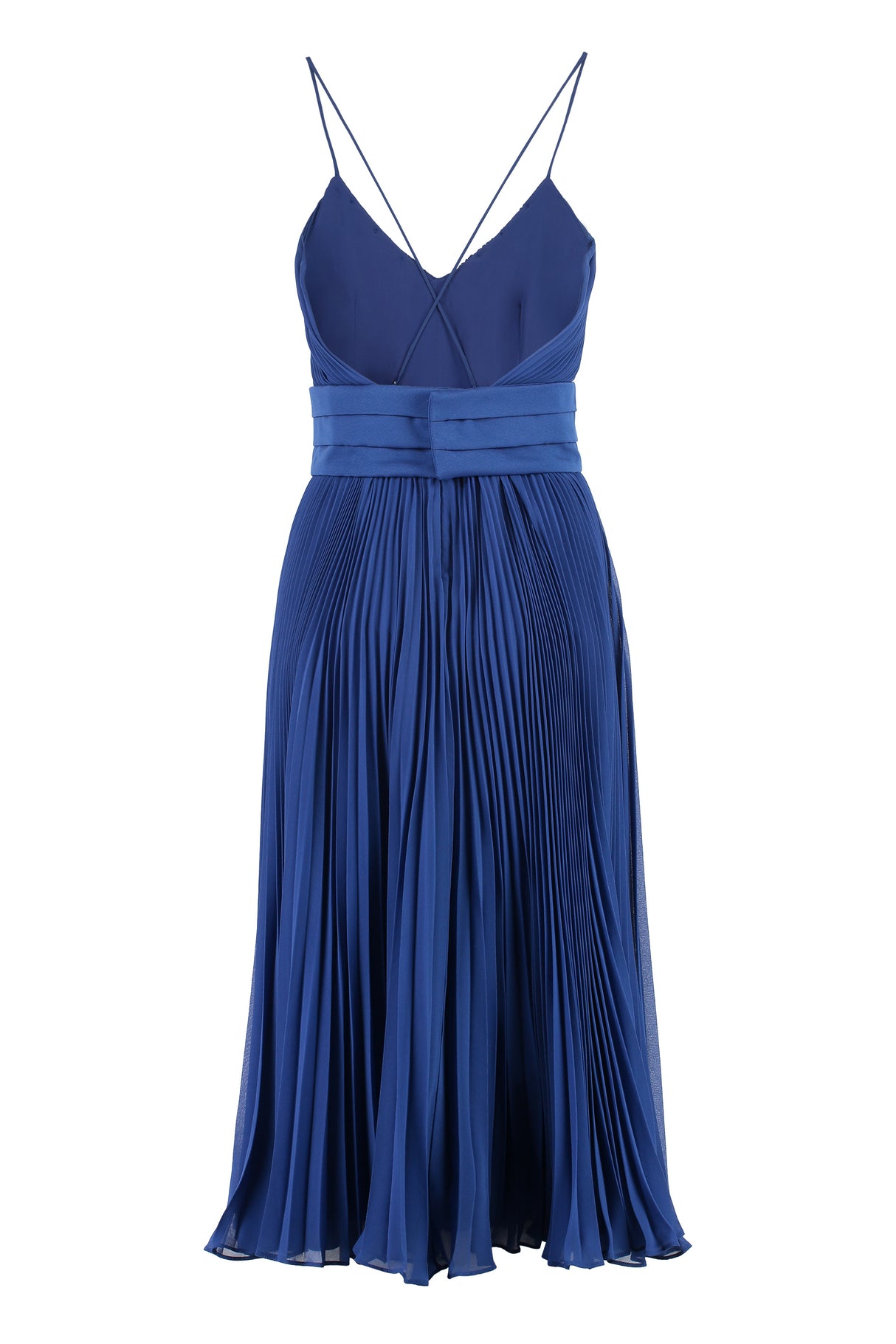 藍色背交叉褶裙中長裙 - SS23系列