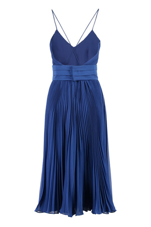 Cross Back Pleated Dress in Stylish Blue for Women