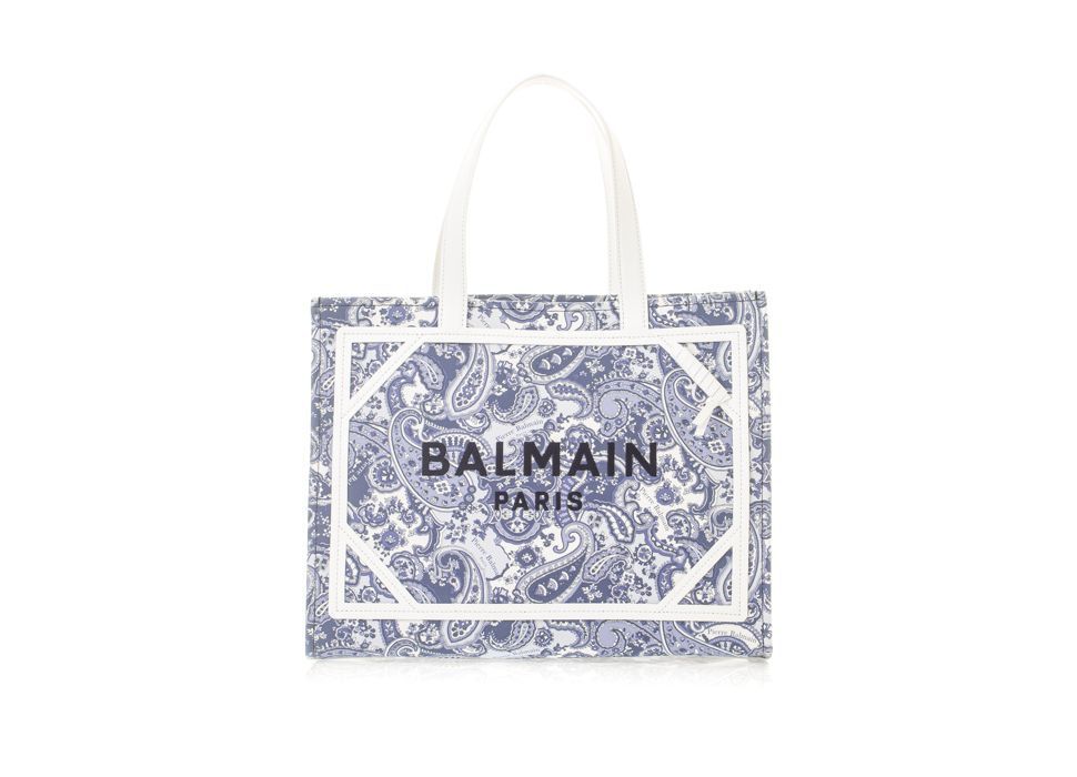BALMAIN Women's Pale Blue Cotton Tote Bag - Medium Shopper