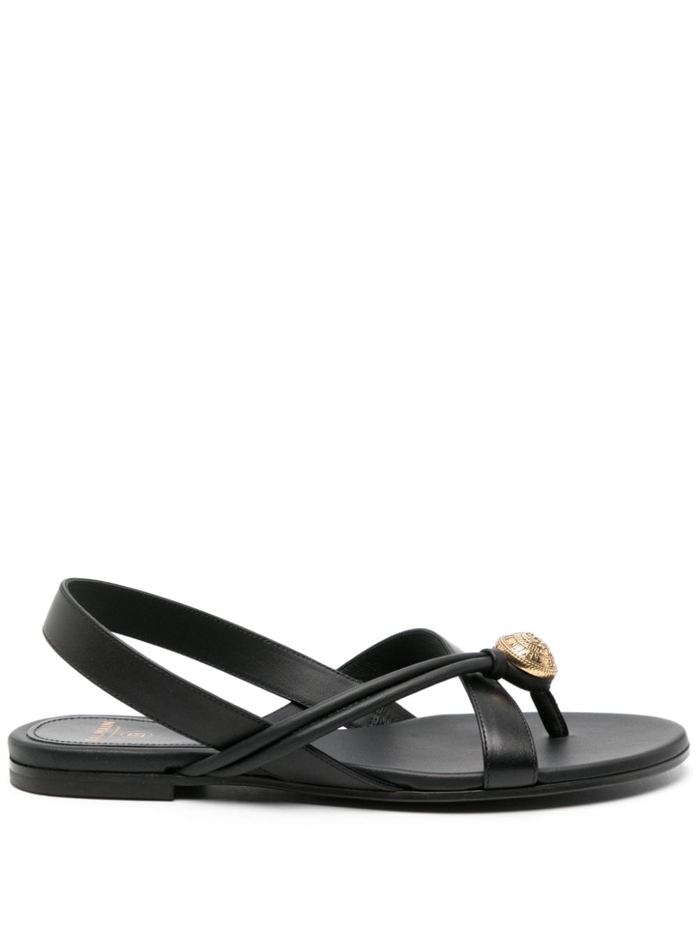 Women's Black Sandals with Gold Detail