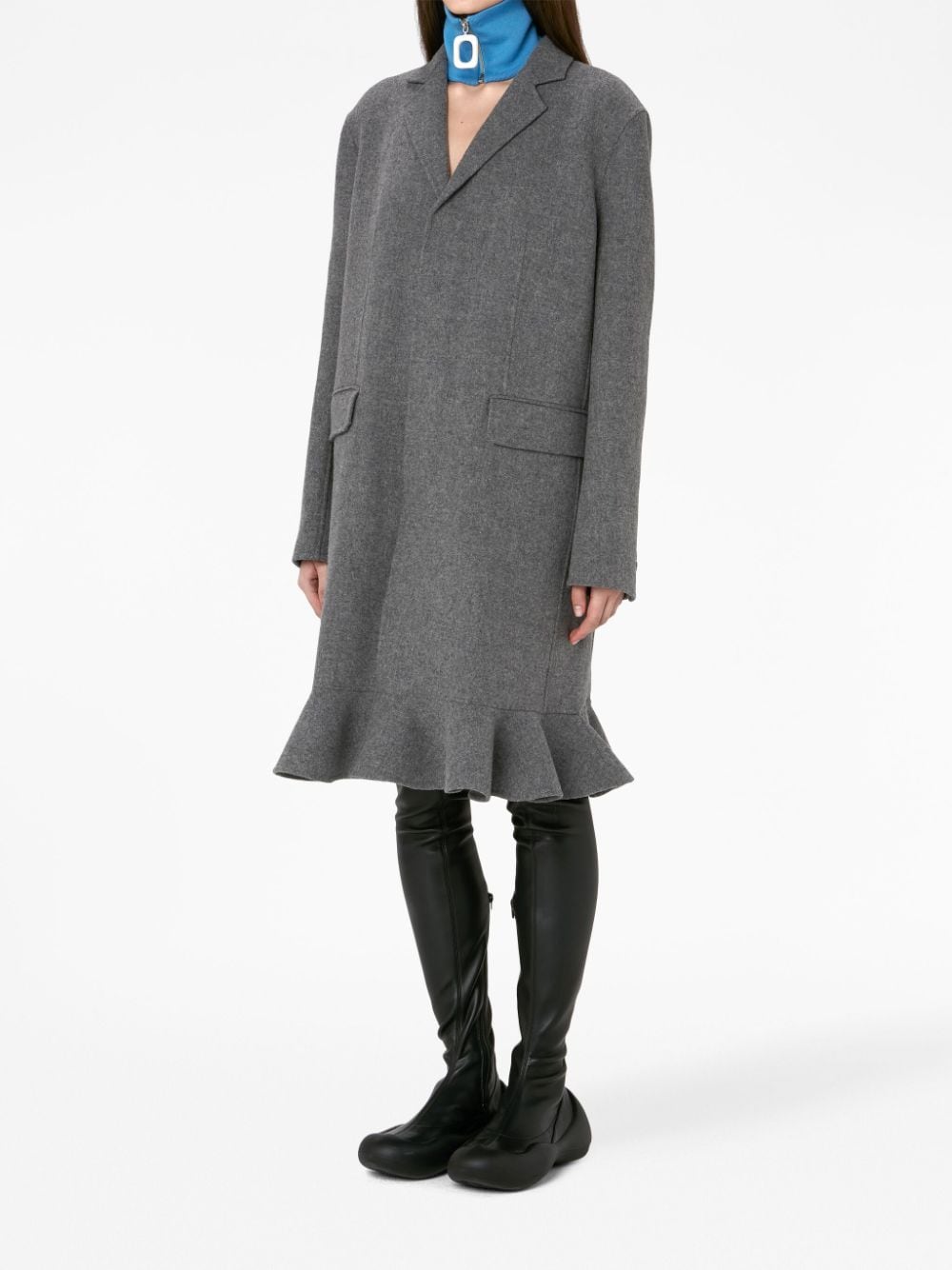 时尚女士灰色羊毛外套 - FW23
