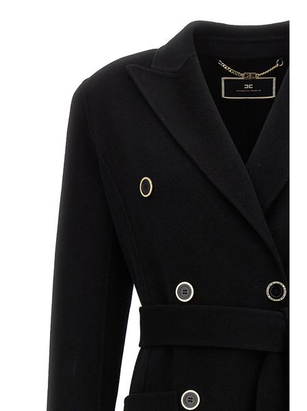 ELISABETTA FRANCHI Sophisticated Double-Breasted Raffia Jacket for Women