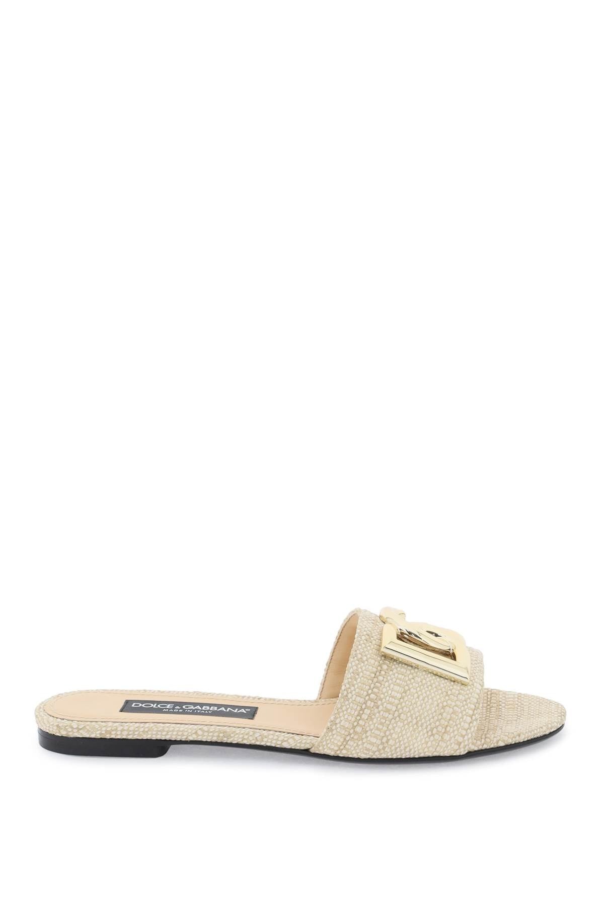 DOLCE & GABBANA Luxurious DG Logo Slide Sandals in Sabbia for Women - SS24 Collection