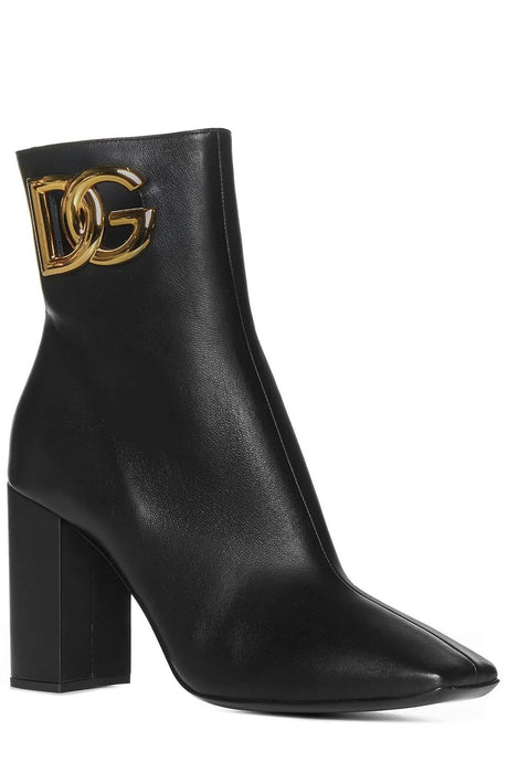 DOLCE & GABBANA Sleek Black Leather Ankle Boots for Women