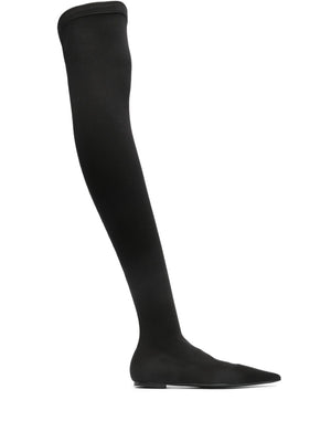 DOLCE & GABBANA Black Stretch T-Shirt Over-The-Knee Boots for Women