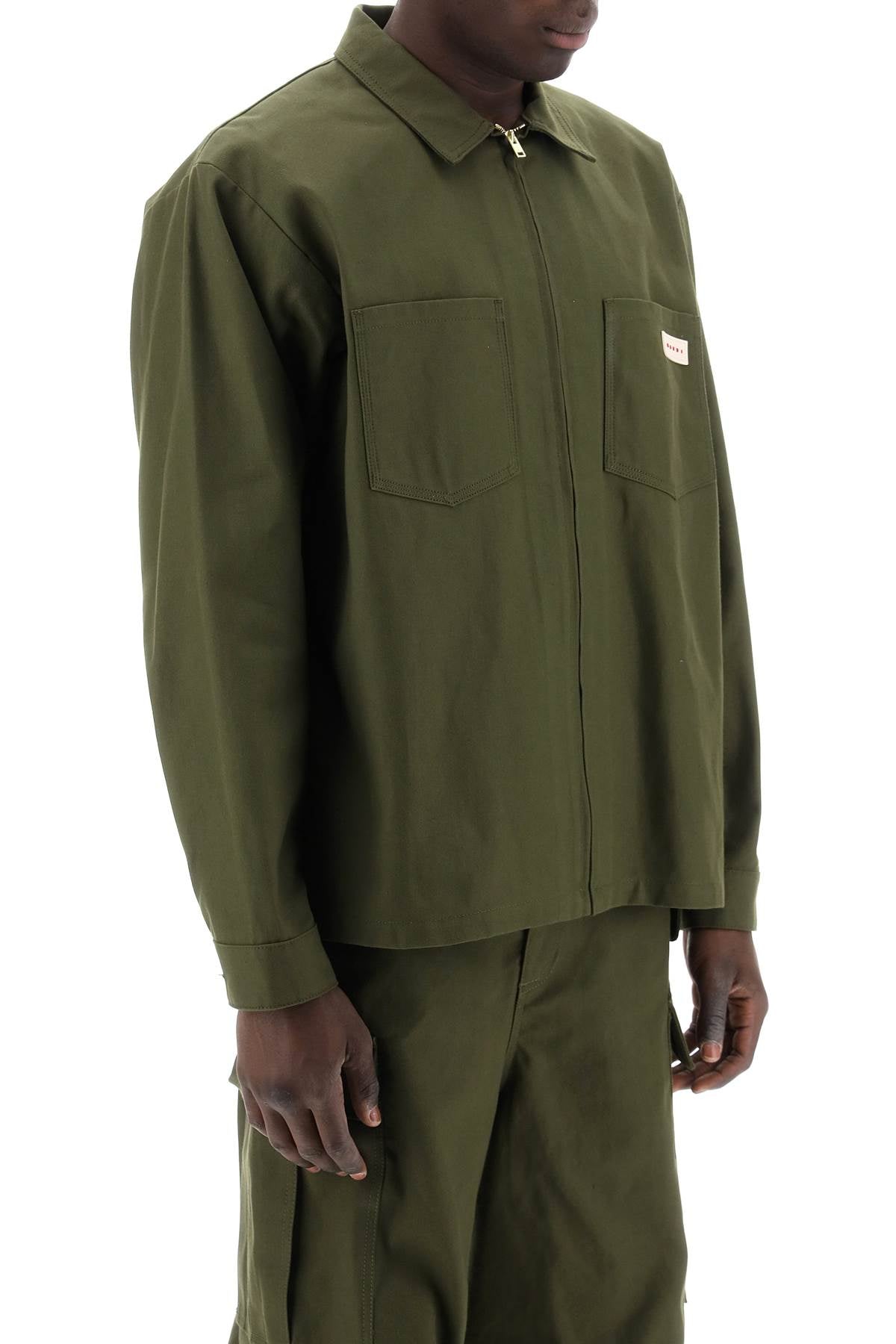 MARNI Dark Green Zippered Shirt Jacket for Men