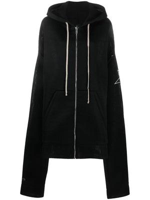 Áo hoodie lớn dây kéo màu đen cho nữ - Bộ sưu tập FW23