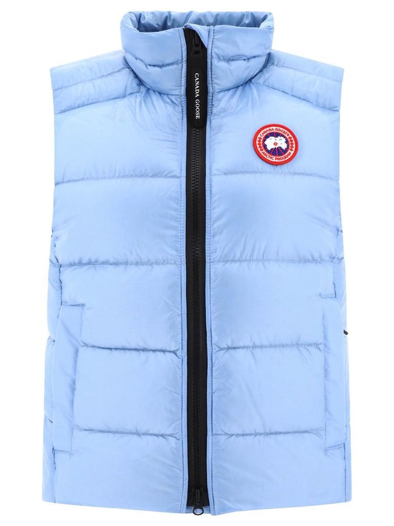 CANADA GOOSE Light Blue Women's Regular Fit Vest with Zip Closure and Logo Patch
