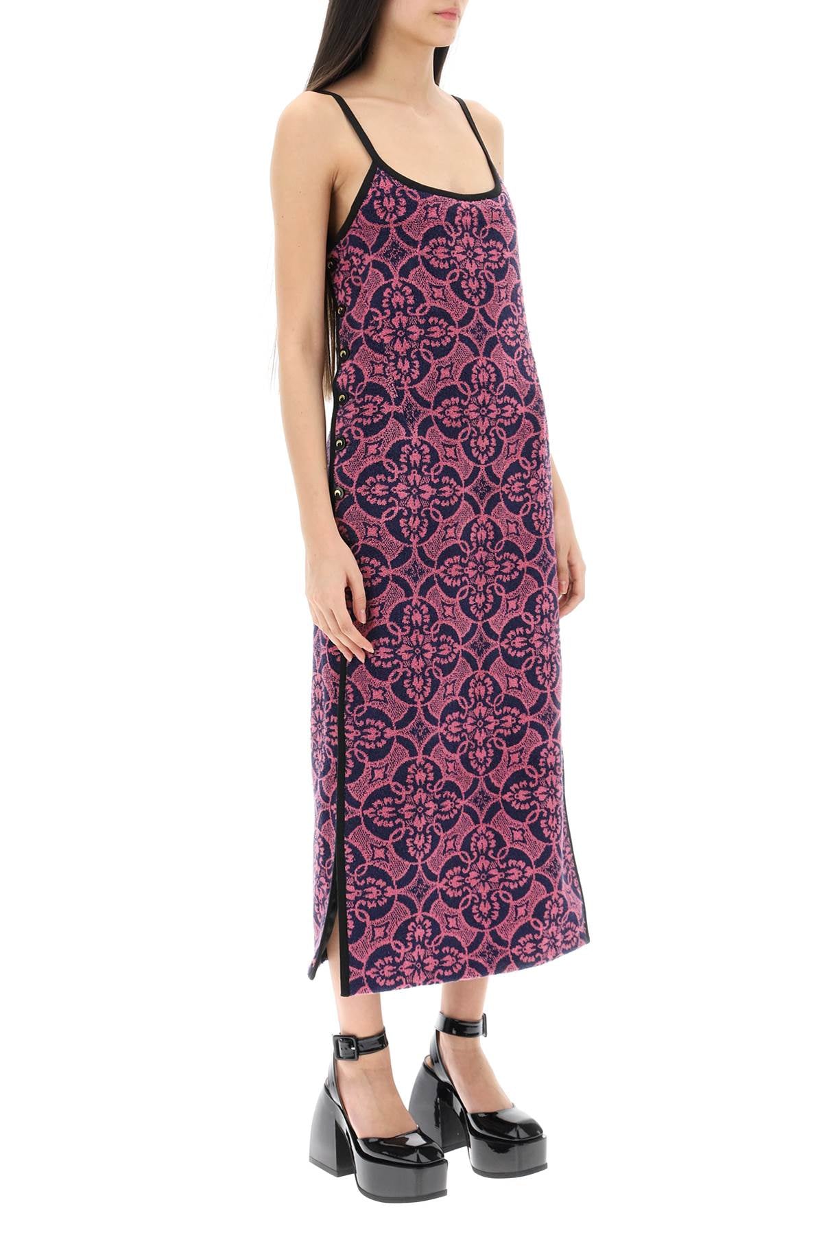 MARINE SERRE Oriental Towel Print Midi Dress in Soft Cotton Terry