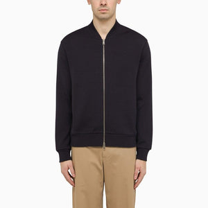 Navy Blue Wool Bomber Jacket - Men's SS24 Collection