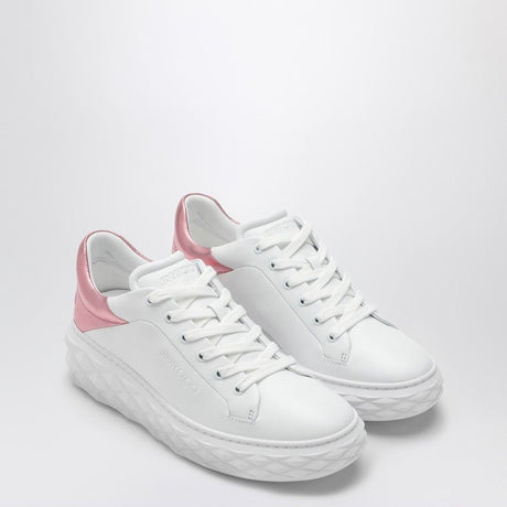白色皮质粉色金属点缀运动鞋