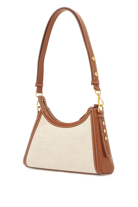 BALMAIN Chic Canvas & Leather Hobo Handbag with Gold-Tone Accents