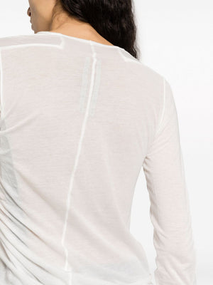 米色棉質划痕經典女性T恤 - FW23系列