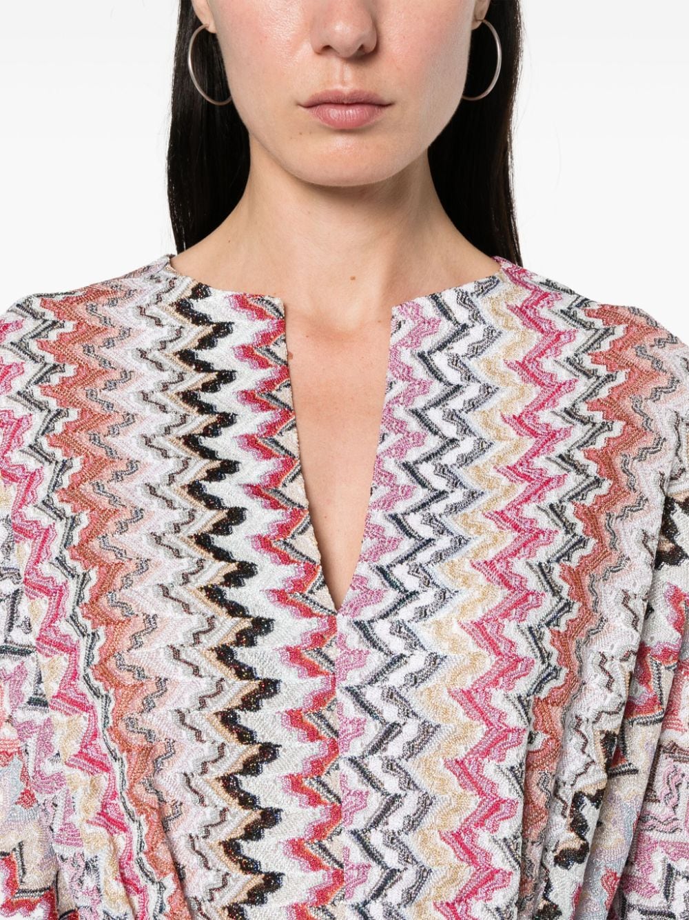 MISSONI Pink Zigzag Pattern Long Kaftan for Women