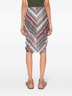 MISSONI Multicolored Cotton Blend Mini Skirt with Signature Zigzag Design