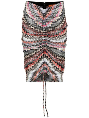Chân váy mini nhiều màu sắc bằng vải pha cotton với hoạ tiết sóng zigzag đặc trưng