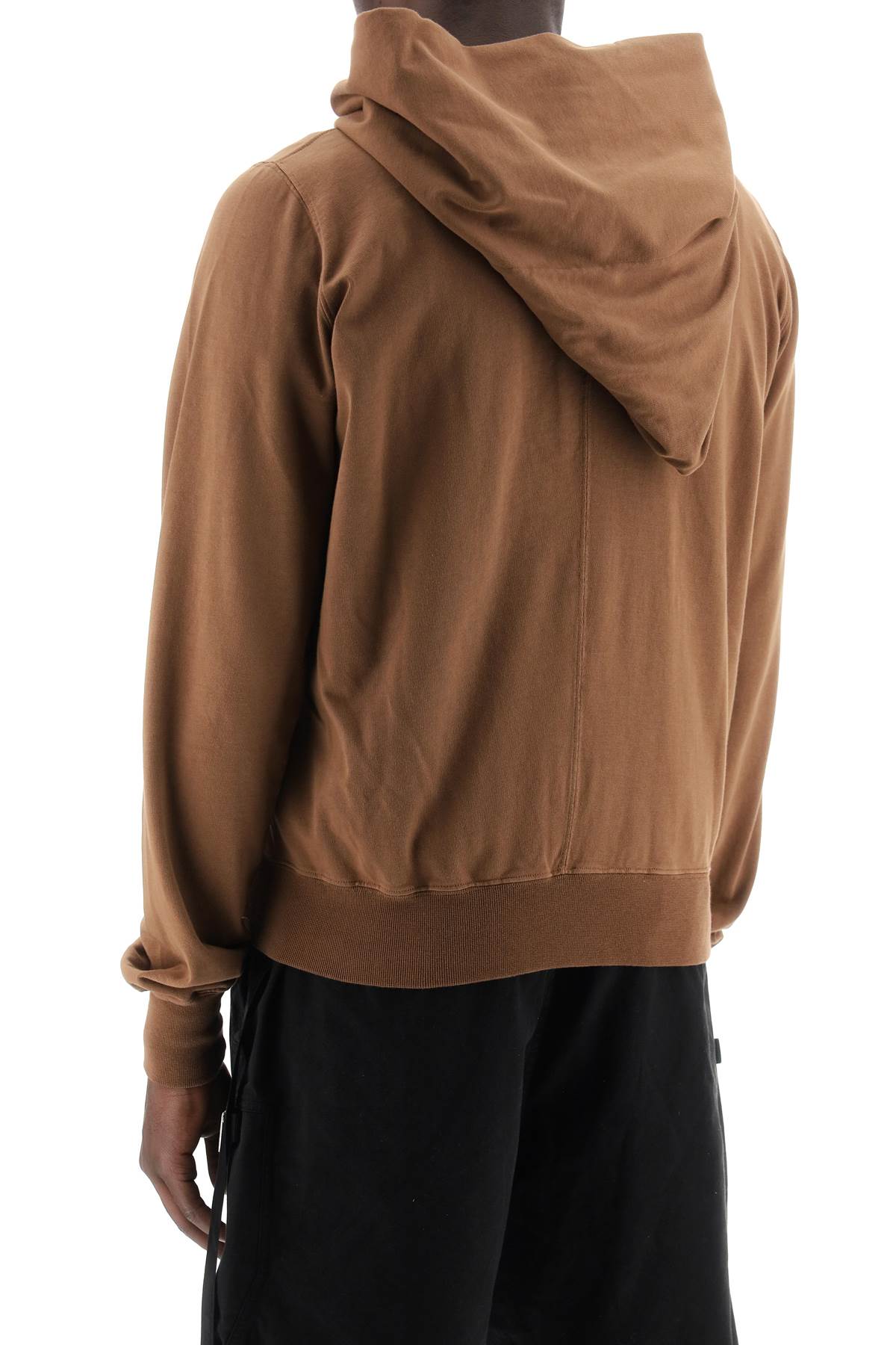 男性用アシンメトリーなフード付きスウェットシャツ - ブラウン