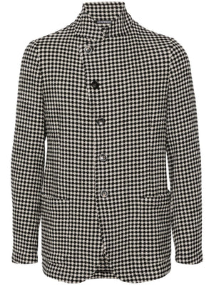 EMPORIO ARMANI Men's Wool Checkered Blazer Jacket in Black for SS24