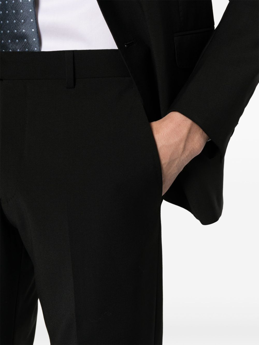 男士黑色羊毛單排扣西裝 - SS24系列