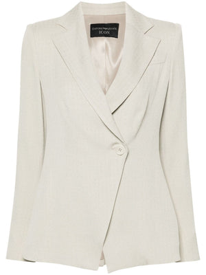 EMPORIO ARMANI Tan Beige Crepe Textured Single-Breasted Blazer Jacket for Women