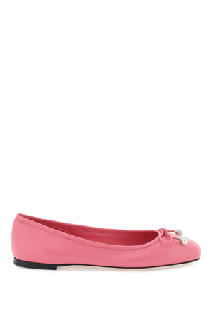 Women's Nappa Leather Ballerina Flats with Pearl Bow