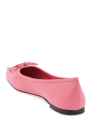 Women's Nappa Leather Ballerina Flats with Pearl Bow