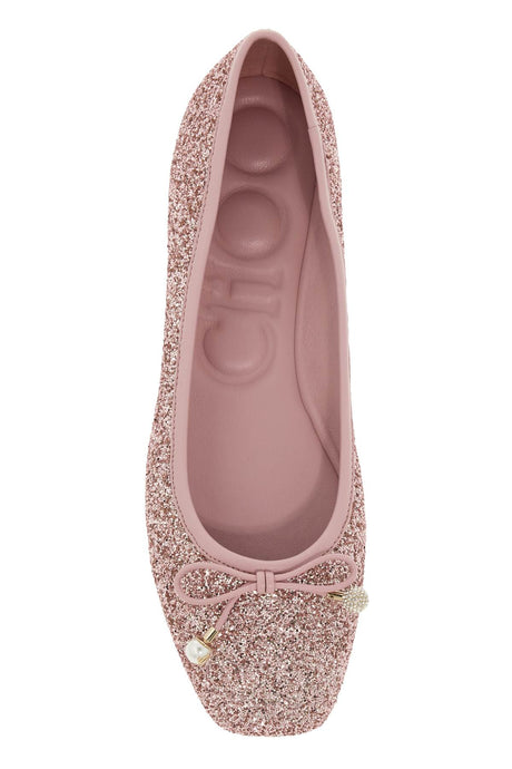 粉红色亮片女士芭蕾平底鞋