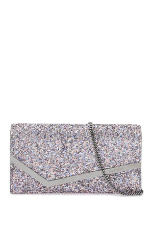 JIMMY CHOO Glittered Emmie Clutch for Women - Multicolor Asymmetric Flap Bag