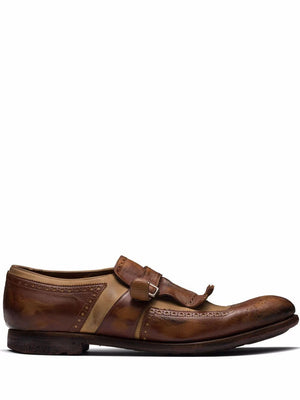 CHURCH'S Brown Calf Leather Lace-Up Monk Shoes for Men - SS24 Collection