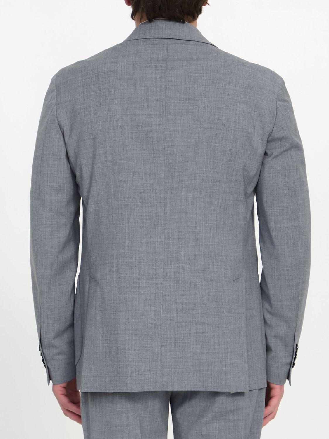 男士灰色聚酯和羊毛混纺两件套西装（尺码IT 50）