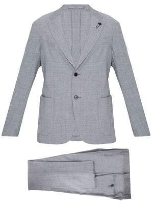 男士灰色聚酯和羊毛混纺双件套装(IT 50号)