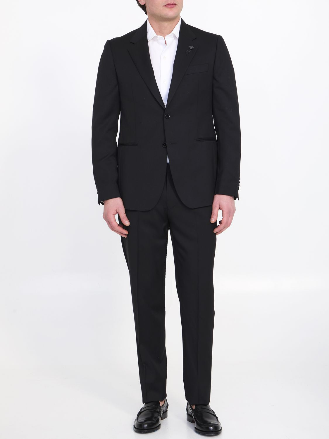 Black Two-Piece Suit in 100% Wool for Men - SS24 Collection