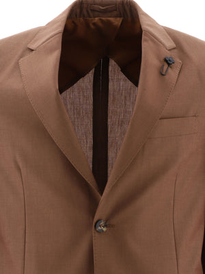 棕色羊毛混紡單排扣西裝