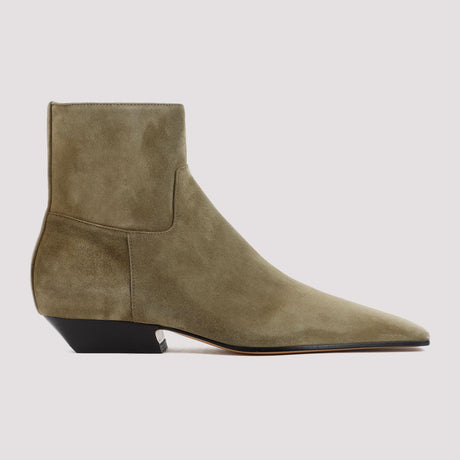 Green Suede Ankle Boots - SS24 Collection