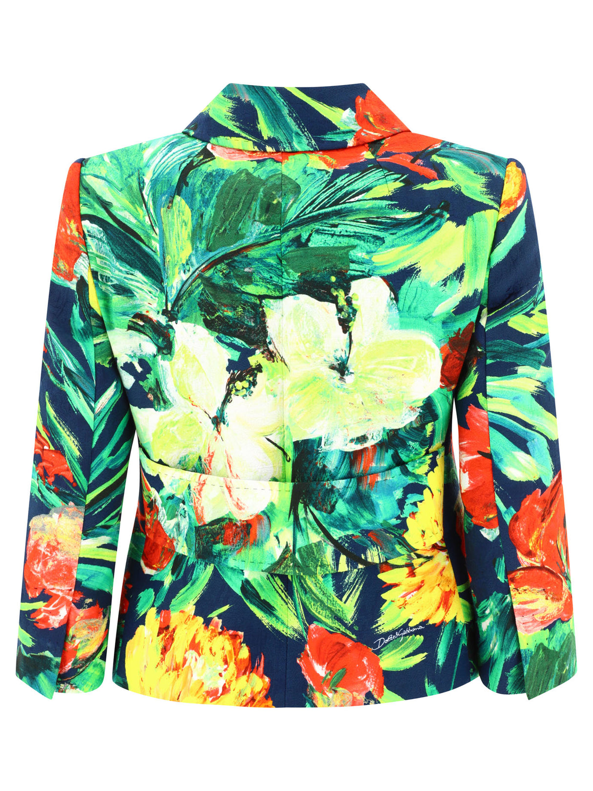 DOLCE & GABBANA Bloom-Print Brocade Jacket for Women - Black