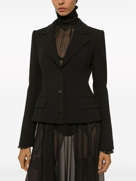 DOLCE & GABBANA Classic Black Single-Breasted Blazer Jacket for the Modern Woman