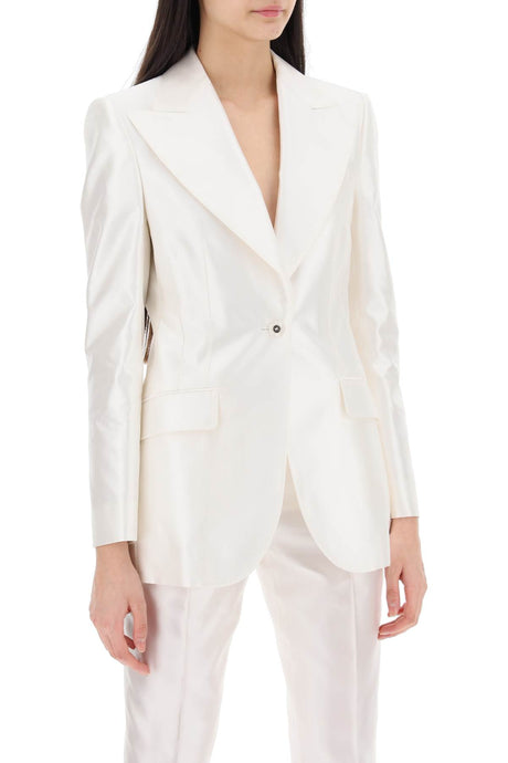モダンな女性のためのエレガントな白いシルクのジャケット