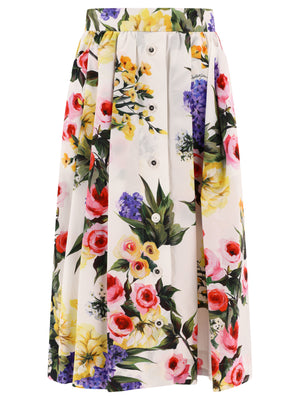 Garden-Printed Circle Skirt - White, SS24 Collection